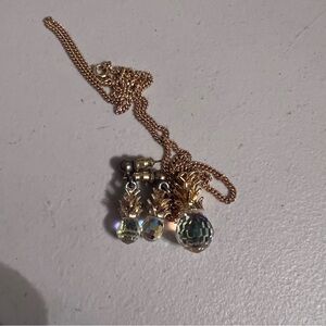 Gold Pineapple Pendant Necklace with matching earrings